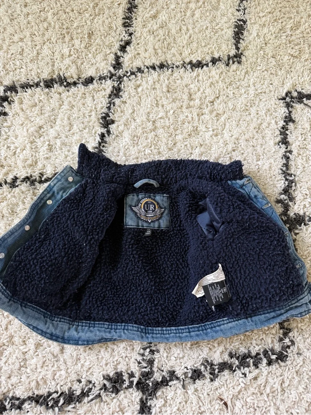 Urban Republic Light Blue Denim Jacket with Dark Blue Sherpa Collar 12M